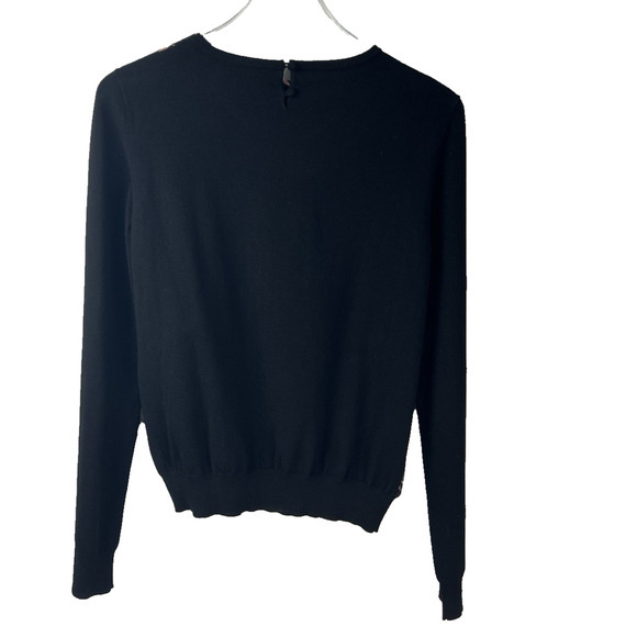 Emporio Armani Women's Black Maglia Printed‎ Knit Crewneck Pullover Sweater Sz42 - Picture 6 of 11
